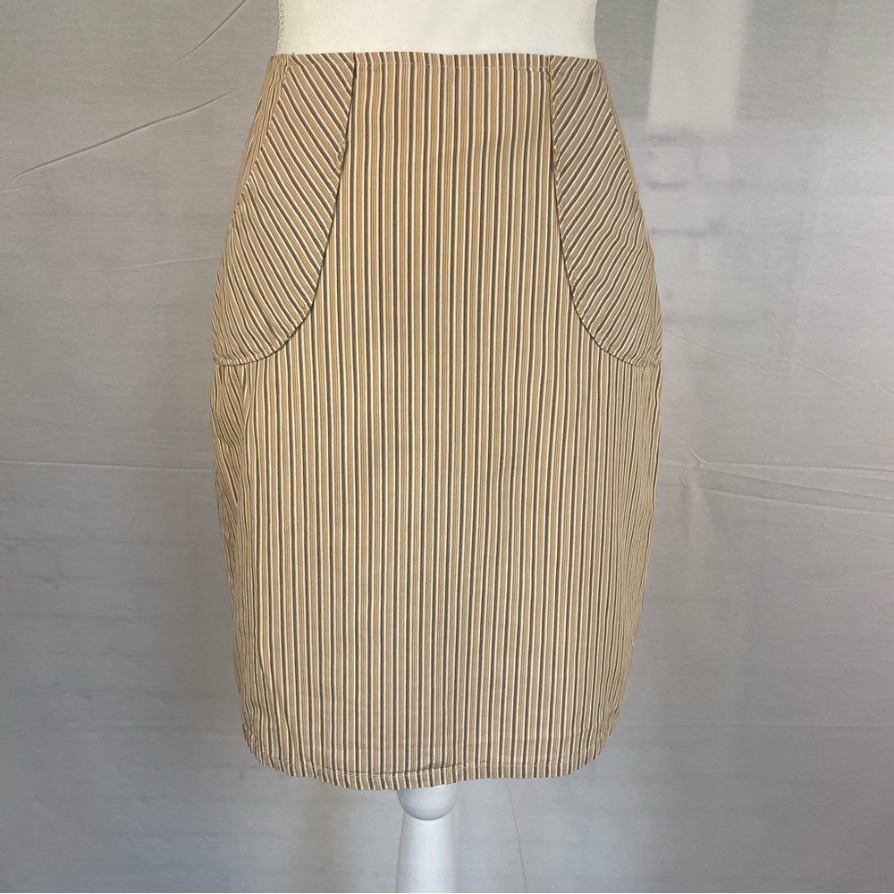 Built By Wendy Yellow Stripe Lined Cotton Skirt XS